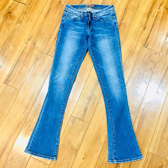 Seven 7 boot cut flare leg distressed style blue denim jeans small 28 wa… - Picture 3 of 11